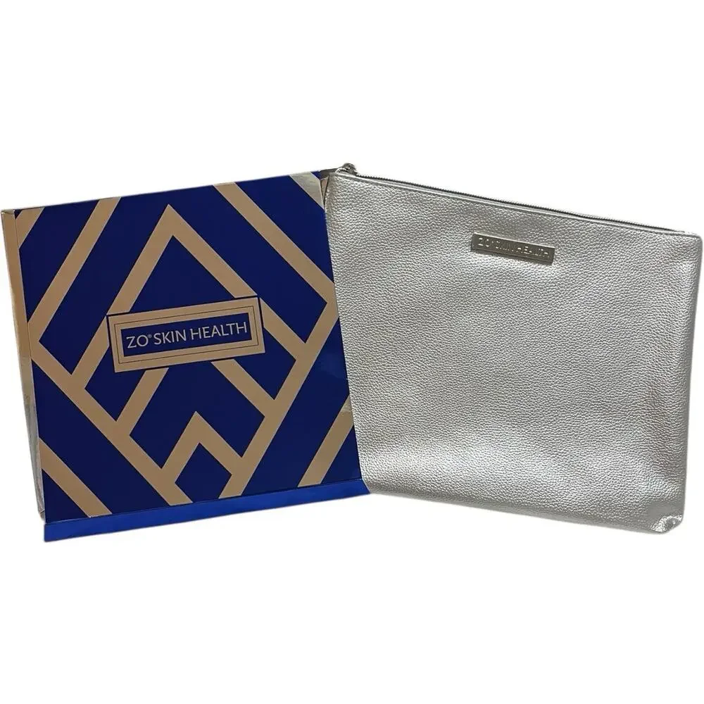 Zo Skin Health Makeup Bag Pouch Silver 8x10 New